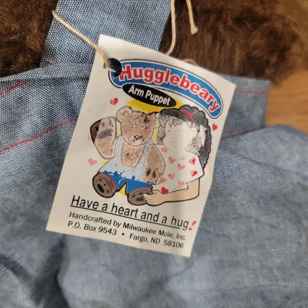 Vintage‎ Hugglebeary Arm Puppet Milwaukee Mole Inc 1986 Bear Plush Handmade